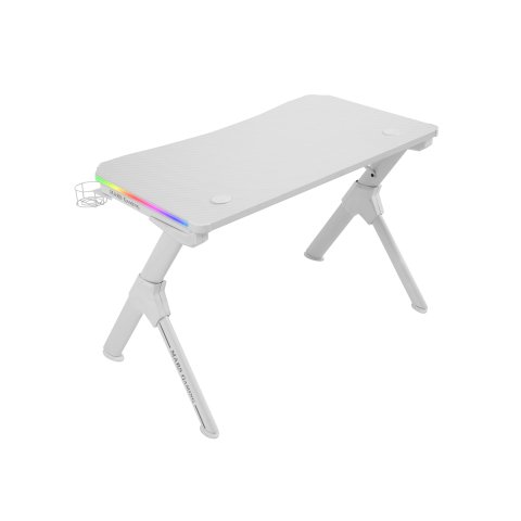 Mesa Mars Gaming Mgd Rgb White Chasis De Acero Tablero 110x60cm Altura 74cm Con Diseño De Fibra De Carbono Iluminacion 3d Arg