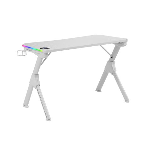 Mesa Mars Gaming Mgd Rgb White Chasis De Acero Tablero 110x60cm Altura 74cm Con Diseño De Fibra De Carbono Iluminacion 3d Arg
