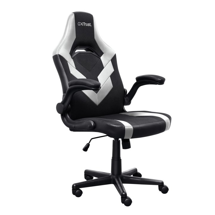 Silla Gamer Trust Gxt 703 Negra blanca 25130 Elevador De Gas Clase 4 Reposabrazos Abatibles Bloqueo De Inclinacion Max. 140kg
