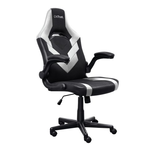 Silla Gamer Trust Gxt 703 Negra blanca 25130 Elevador De Gas Clase 4 Reposabrazos Abatibles Bloqueo De Inclinacion Max. 140kg