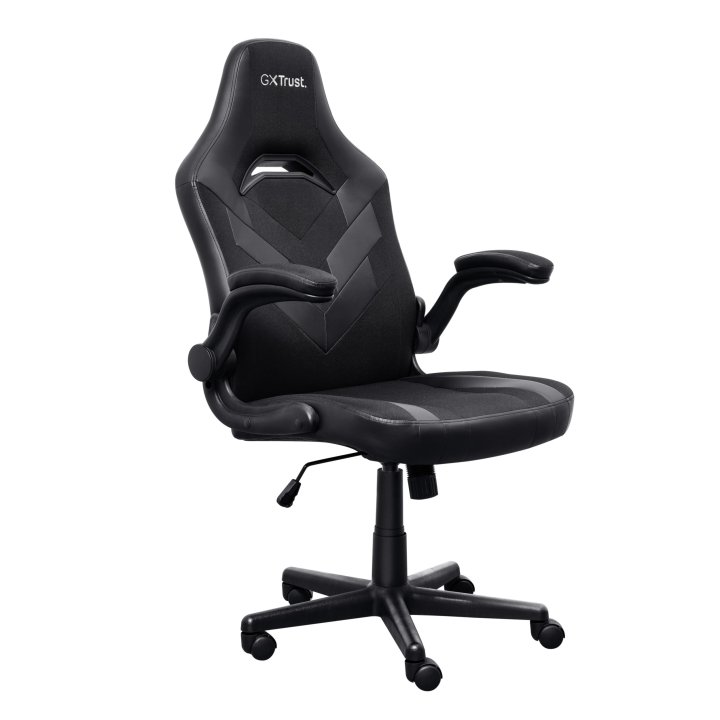 Silla Gamer Trust Gxt 703 Negra gris 25128 Elevador De Gas Clase 4 Reposabrazos Abatibles Bloqueo De Inclinacion Max. 140kg