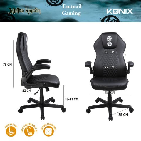 Silla Gamer Konix Jujutsu Kaisen Gran Comodidad Y Ergonomia Clase 4   100 Mm Color Blanco Y Negro