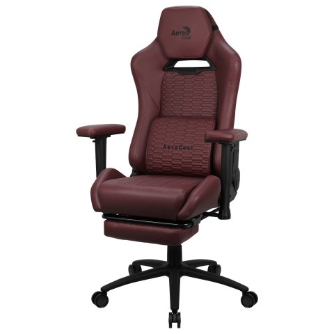 Silla Gaming Con Extension De Reposapies Aerocool Royal Tuscan Red Piel Sintetica Reposabrazos Ajustable Y Acolchado