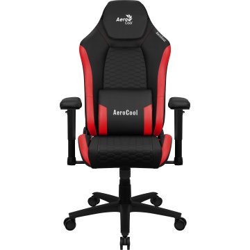 Silla Gaming Aerocool Crown Diseño Premium Cuero Sintetico Aeroweave Negra Con Detalles En Rojo Reposabrazos 2d Cojin Lumbar  2