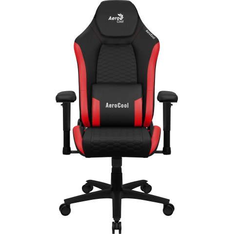 Silla Gaming Aerocool Crown Diseño Premium Cuero Sintetico Aeroweave Negra Con Detalles En Rojo Reposabrazos 2d Cojin Lumbar 