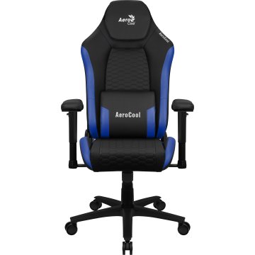 Silla Gaming Aerocool Crown Diseño Premium Cuero Sintetico Aeroweave Negra Con Detalles En Azul Reposabrazos 2d Cojin Lumbar  2
