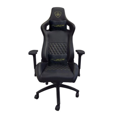 Silla Gamer Pro Keep Out Xspro Hammer Gold Black Cuero Sintetico De Alta Calidad Elevador 80mm Reposabrazos 4d Ruedas De Pu 5