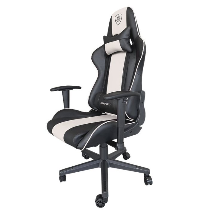 Silla Gamer Pro Keep Out Xspro-racing Black Detalle Blanco T Reposabrazos 2d Cojin Lumbar Y Cervical