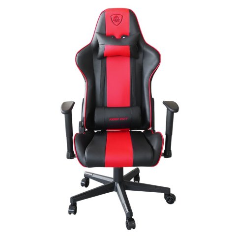 Silla Gamer Pro Keep Out Xspro-racing Black Detalle Rojo Reposabrazos 2d Cojin Lumbar Y Cervical