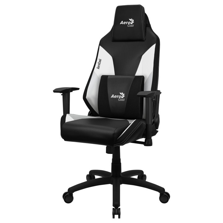 Silla Gamer Aerocool Admiral Diseño Gaming Profesional Negra Con Detalles En Blanco Sistema Air Reposabrazos 2d Cojin Lumbar 