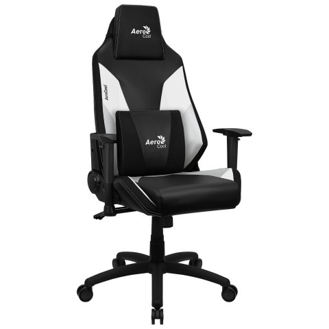 Silla Gamer Aerocool Admiral Diseño Gaming Profesional Negra Con Detalles En Blanco Sistema Air Reposabrazos 2d Cojin Lumbar 