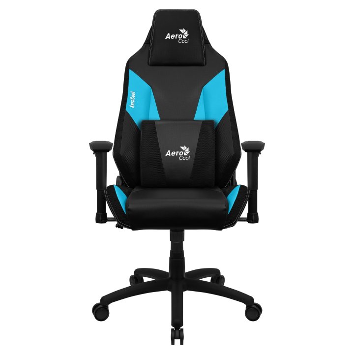 Silla Gamer Aerocool Admiral Diseño Gaming Profesional Negra Con Detalles En Azul Sistema Air Reposabrazos 2d Cojin Lumbar Re