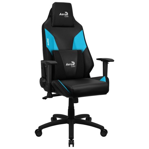 Silla Gamer Aerocool Admiral Diseño Gaming Profesional Negra Con Detalles En Azul Sistema Air Reposabrazos 2d Cojin Lumbar Re