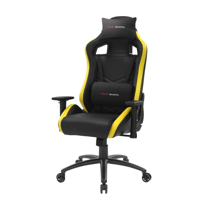 Silla Gamer Mars Gaming Mgcx Neo Negra Con Detalle Amarillo Brazos Regulables En Altura Transpirable Air-tech Pro Reclinable 
