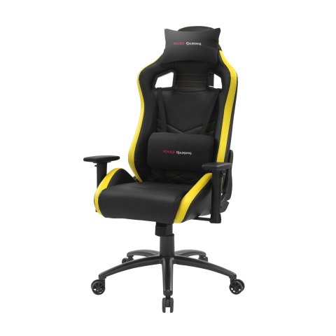 Silla Gamer Mars Gaming Mgcx Neo Negra Con Detalle Amarillo Brazos Regulables En Altura Transpirable Air-tech Pro Reclinable 