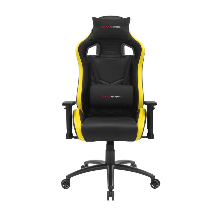 Silla Gamer Mars Gaming Mgcx Neo Negra Con Detalle Amarillo Brazos Regulables En Altura Transpirable Air-tech Pro Reclinable 