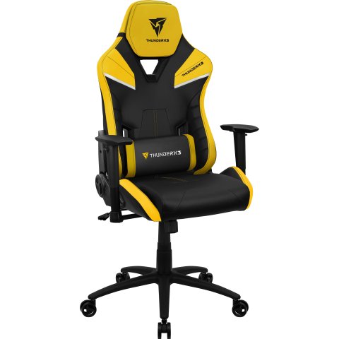 Silla Gamer Thunderx3 Tc5 Diseño Gaming Profesional Negra Con Detalles En Amarillo Sistema Air Reposabrazos 3d Cojin Lumbar R