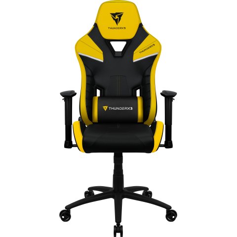 Silla Gamer Thunderx3 Tc5 Diseño Gaming Profesional Negra Con Detalles En Amarillo Sistema Air Reposabrazos 3d Cojin Lumbar R