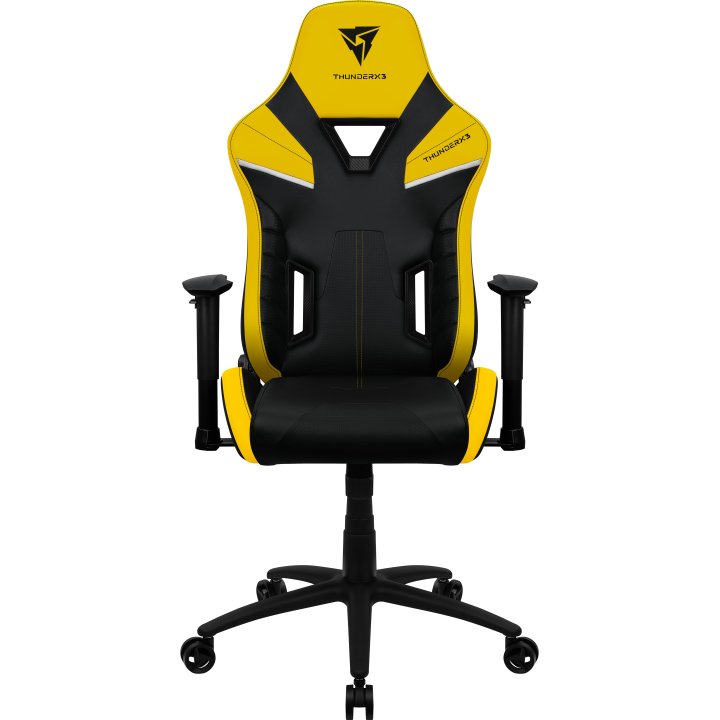 Silla Gamer Thunderx3 Tc5 Diseño Gaming Profesional Negra Con Detalles En Amarillo Sistema Air Reposabrazos 3d Cojin Lumbar R
