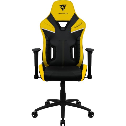 Silla Gamer Thunderx3 Tc5 Diseño Gaming Profesional Negra Con Detalles En Amarillo Sistema Air Reposabrazos 3d Cojin Lumbar R