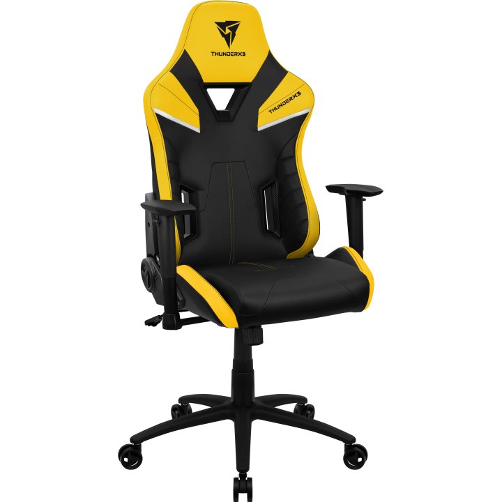 Silla Gamer Thunderx3 Tc5 Diseño Gaming Profesional Negra Con Detalles En Amarillo Sistema Air Reposabrazos 3d Cojin Lumbar R