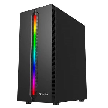 Caja Atx Unyka Lumina 205 Black Led Argb Usb's 3,0 Ventilador 120mm Rgb Cristal Lateral Templado 2bahías 3,5”   Slot De Expan 2