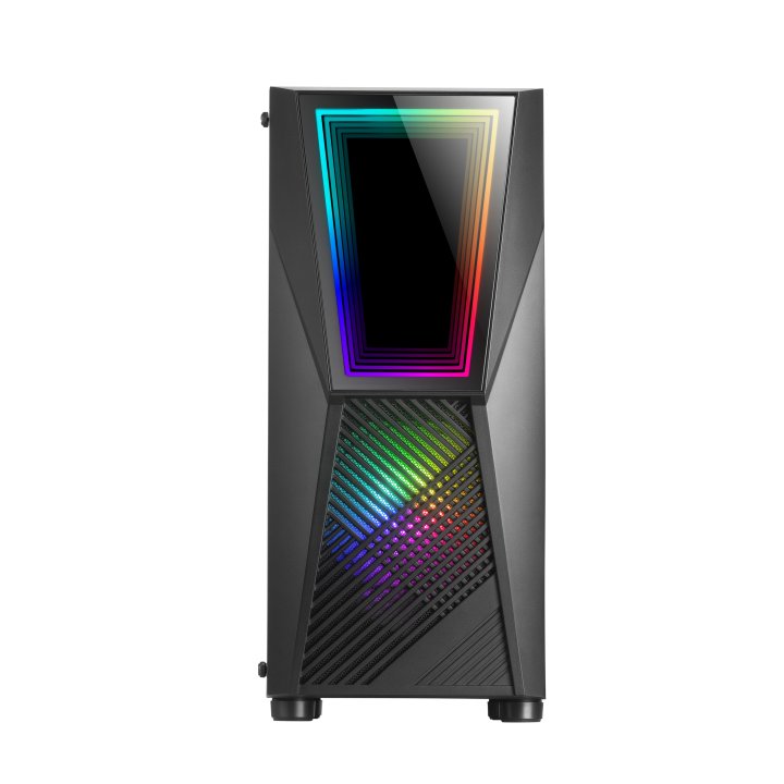 Caja Atx Semitorre Gaming Mars Gaming Mc777 Black Frontal Con Espejo Infintio Argb 2xventiladores 120mm Chroma Sin Fuente De 