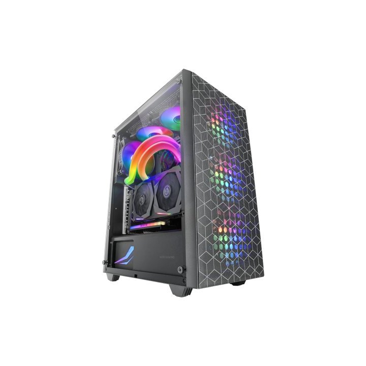 Caja Atx Semitorre Gaming Mars Gaming Mcmag Negra Frontal Doble Rejilla Magnetica Lateral Cristal Templado 3x120mm Rgb Doble