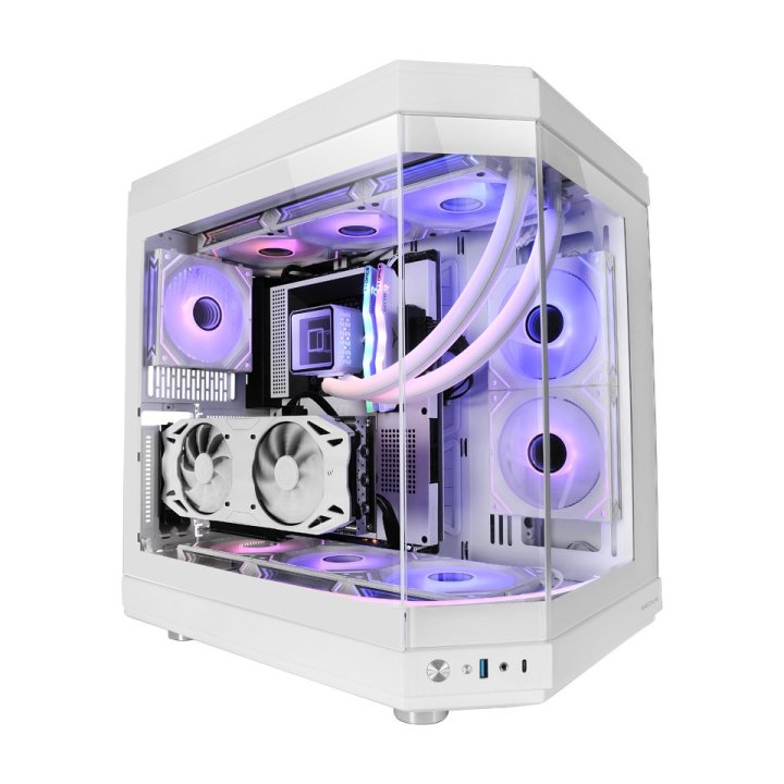 Caja Atx Semitorre Gaming Mars Gaming Mc3t Color Azul Vista Panoramica 3 Paneles De Cristal Templado 3 Slots Pci Verticales U