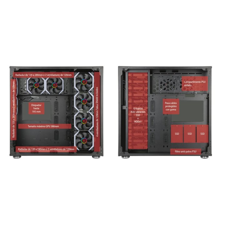 Caja Atx Semitorre Gaming Talius Avalon Cristal Templado 4fan Usb 3.0