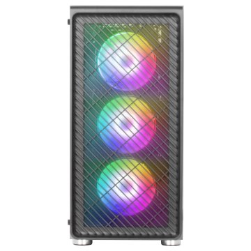 Caja Atx Semitorre Gaming Mars Gaming Mc-f Black Frontal Metal Mesh 3 Ventiladores Argb 120mm +1 Trasero Lateral De Cristal T 2