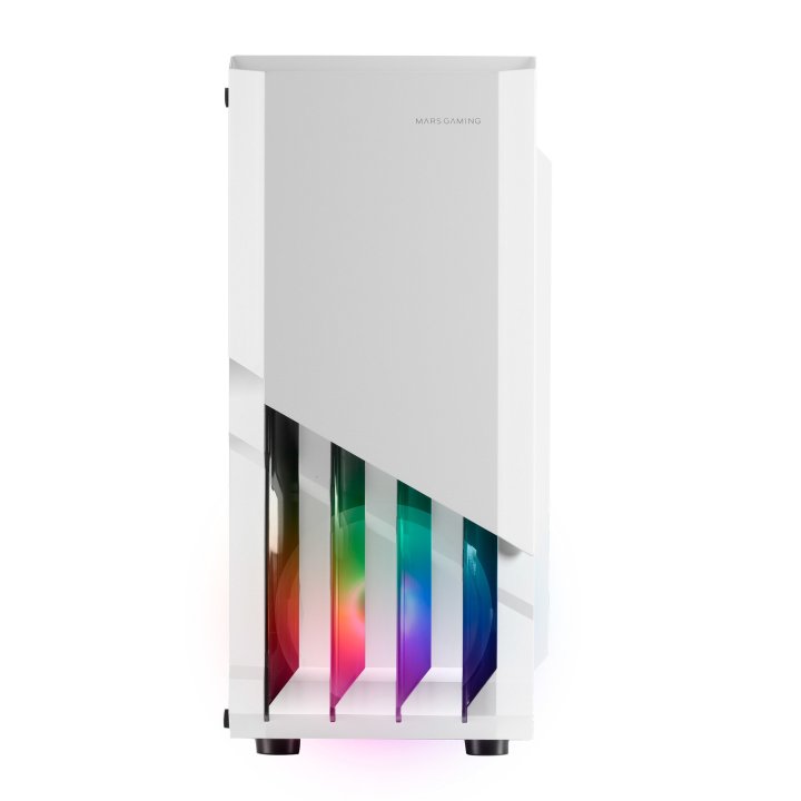 Caja Atx Semitorre Gaming Mars Gaming Mc-x2 White Frontal En Acero Ventiladores Frgb Sin Fuente De Alimentacion