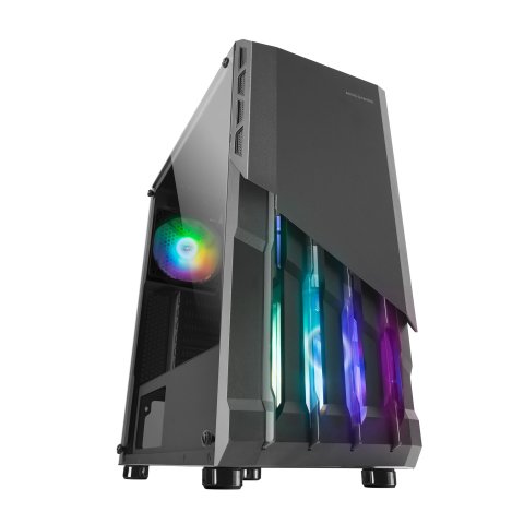 Caja Atx Semitorre Gaming Mars Gaming Mc-x2 Black Frontal En Acero Ventiladores Frgb Sin Fuente De Alimentacion