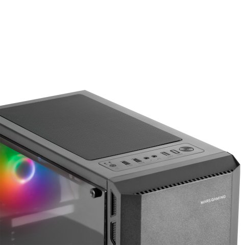 Caja Atx Semitorre Gaming Mars Gaming Mc-x2 Black Frontal En Acero Ventiladores Frgb Sin Fuente De Alimentacion