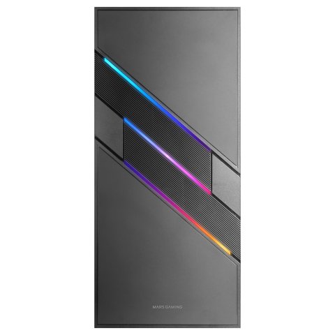 Caja Atx Semitorre Gaming Mars Gaming Mc-u3 Xl Black Frontal Argb Con Ventilador Trasero Sincronizado Lateral Cristal Templad