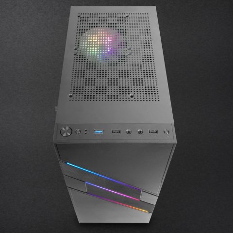 Caja Atx Semitorre Gaming Mars Gaming Mc-u3 Xl Black Frontal Argb Con Ventilador Trasero Sincronizado Lateral Cristal Templad
