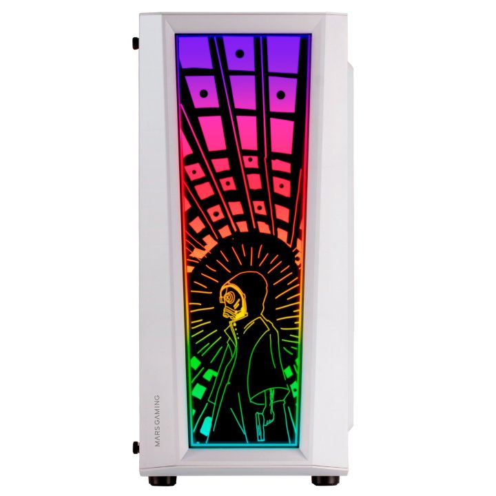 Caja Atx Semitorre Gaming Mars Gaming Mc-art White Lateral Y Frontal Personalizable Con Iluminacion Rgb Sin Fuente De Aliment