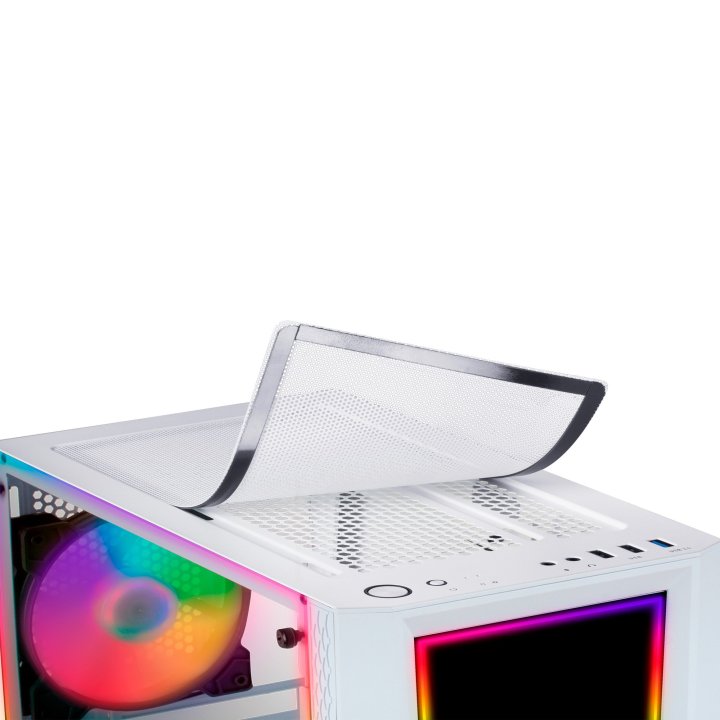 Caja Atx Semitorre Gaming Mars Gaming Mc-art White Lateral Y Frontal Personalizable Con Iluminacion Rgb Sin Fuente De Aliment