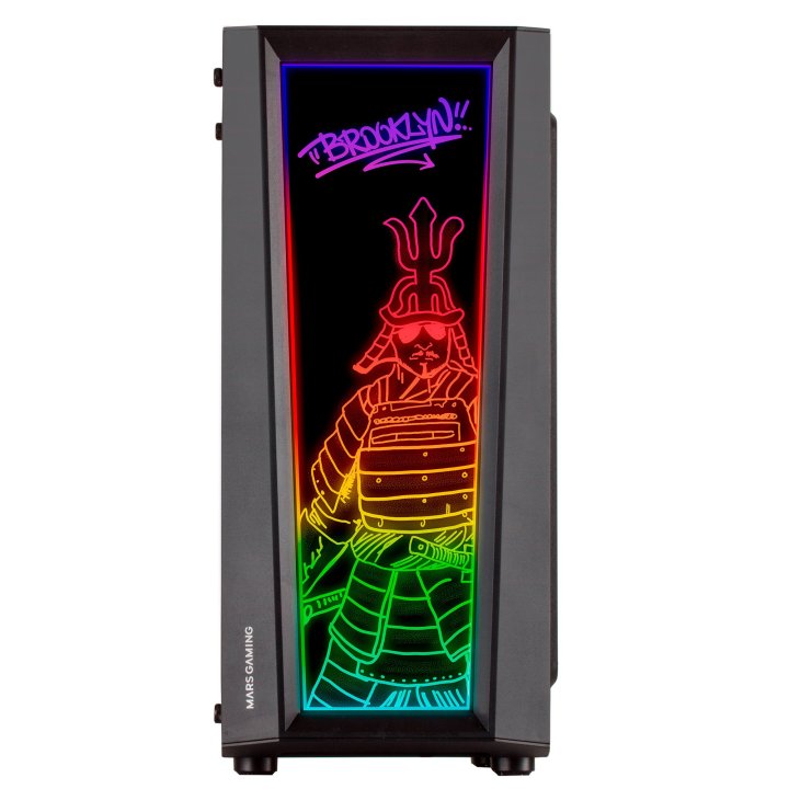 Caja Atx Semitorre Gaming Mars Gaming Mc-art Black Lateral Y Frontal Personalizable Con Iluminacion Rgb Sin Fuente De Aliment