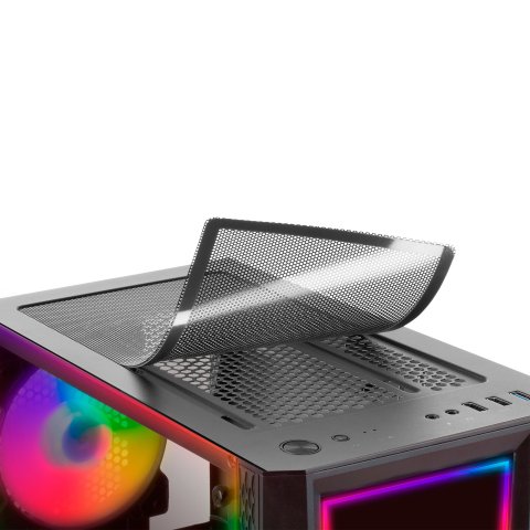 Caja Atx Semitorre Gaming Mars Gaming Mc-art Black Lateral Y Frontal Personalizable Con Iluminacion Rgb Sin Fuente De Aliment