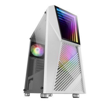 Caja Atx Semitorre Gaming Mars Gaming Mc777 White Frontal Con Espejo Infintio Argb 2xventiladores 120mm Chroma Sin Fuente De 