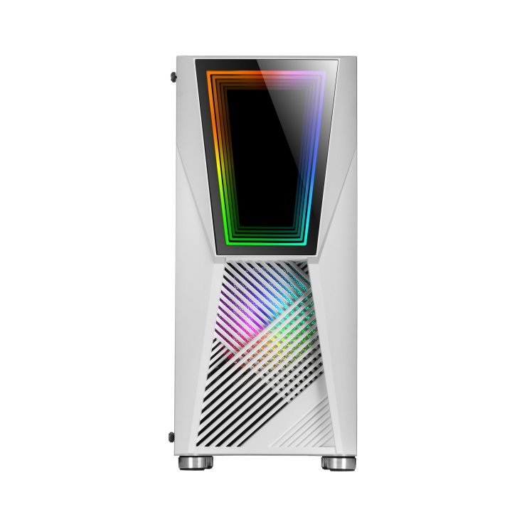 Caja Atx Semitorre Gaming Mars Gaming Mc777 White Frontal Con Espejo Infintio Argb 2xventiladores 120mm Chroma Sin Fuente De 