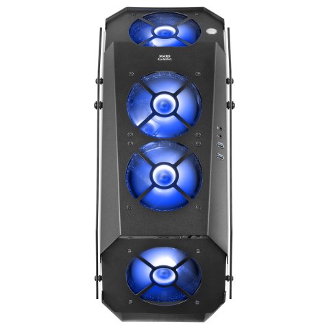 Caja Atx Semitorre Gaming Mars Gaming Mc51 Black Diseño Extremo 5 Ventiladores 120mm Chroma Rgb Laterales De Cristal Templado