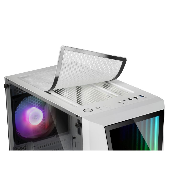 Caja Atx Semitorre Gaming Mars Gaming Mc777 White Frontal Con Espejo Infintio Argb 2xventiladores 120mm Chroma Sin Fuente De 