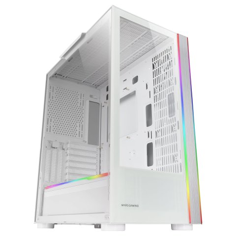 Caja E-atx Torre Gaming Mars Gaming Mc-ult Xxl White Frontal Y Lateral De Cristal Templado Sin Fuente De Alimentacion