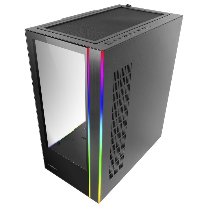 Caja E-atx Torre Gaming Mars Gaming Mc-ultra Black Doble Linea Argb Frontal Y Lateral De Cristal Templado Sin Fuente De Alime