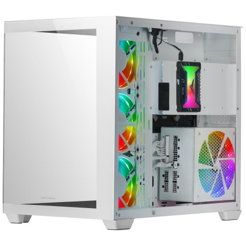 Caja E-atx Torre Gaming Mars Gaming Mcv4 White Xxl Premium Custom Doble Ventana De Cristal Templado Continuo Sin Fuente De Al