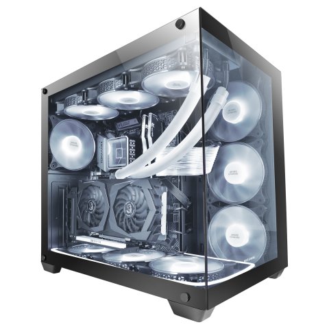 Caja E-atx Torre Gaming Mars Gaming Mcv4 Black Xxl Premium Custom Doble Ventana De Cristal Templado Continuo Sin Fuente De Al