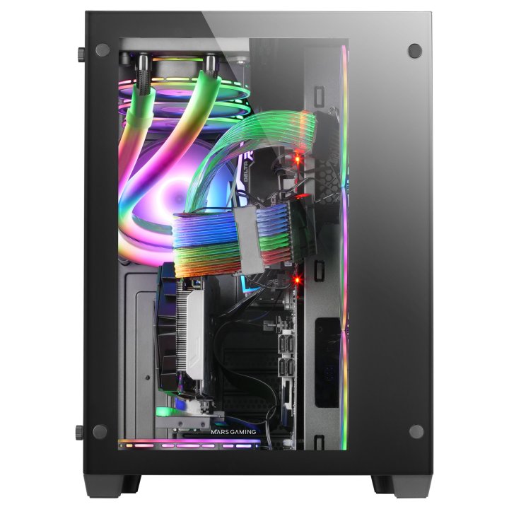 Caja E-atx Torre Gaming Mars Gaming Mcv3 Black Xxl Premium Custom Doble Ventana De Cristal Templado Sin Fuente De Alimentacio
