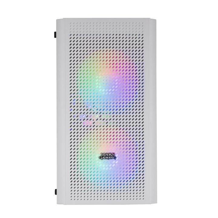 Caja Microatx Gaming Mars Gaming Mc300 White Frontal Mesh 3xventiladores 120mm Rgb Lateral De Cristal Templado Sin Fuente De 